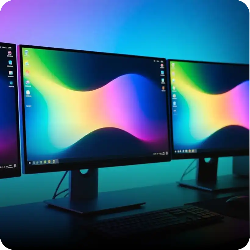 75 inch commercial display mounted in an exhibit booth for product demos